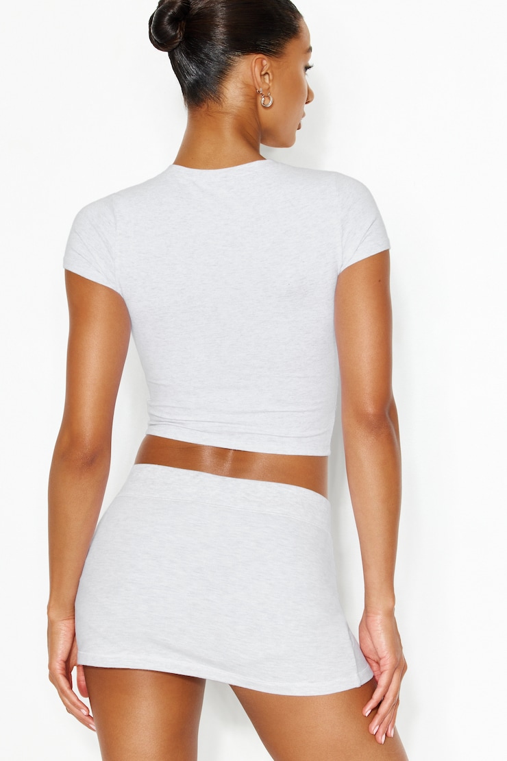 SuperSoft Crewneck Cropped T-Shirt, Spring Grey Mix, large