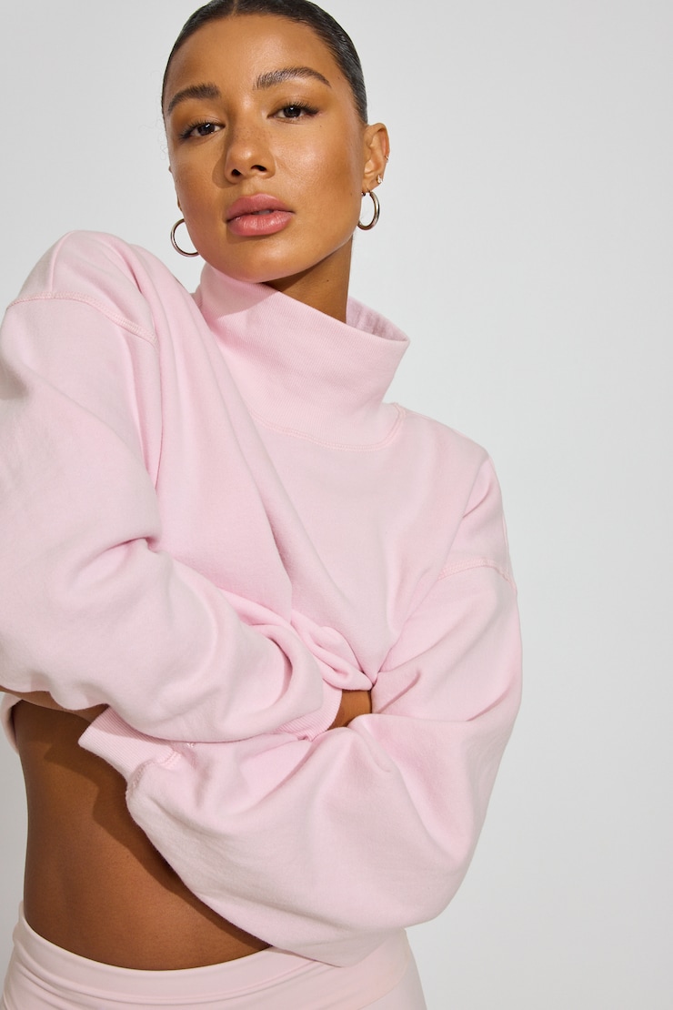UltraFleece Bubble Mock Neck Sweater, Light Pink, large