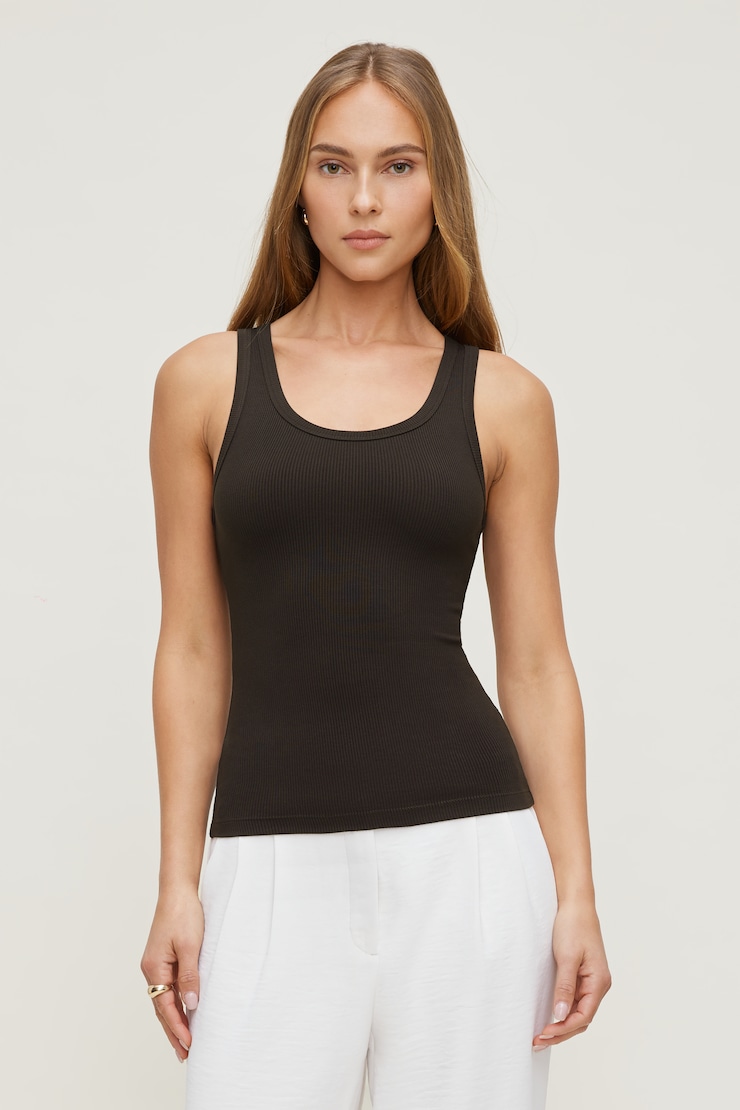 Ellie Ribbed Tank Top Chocolate Torte Brown large