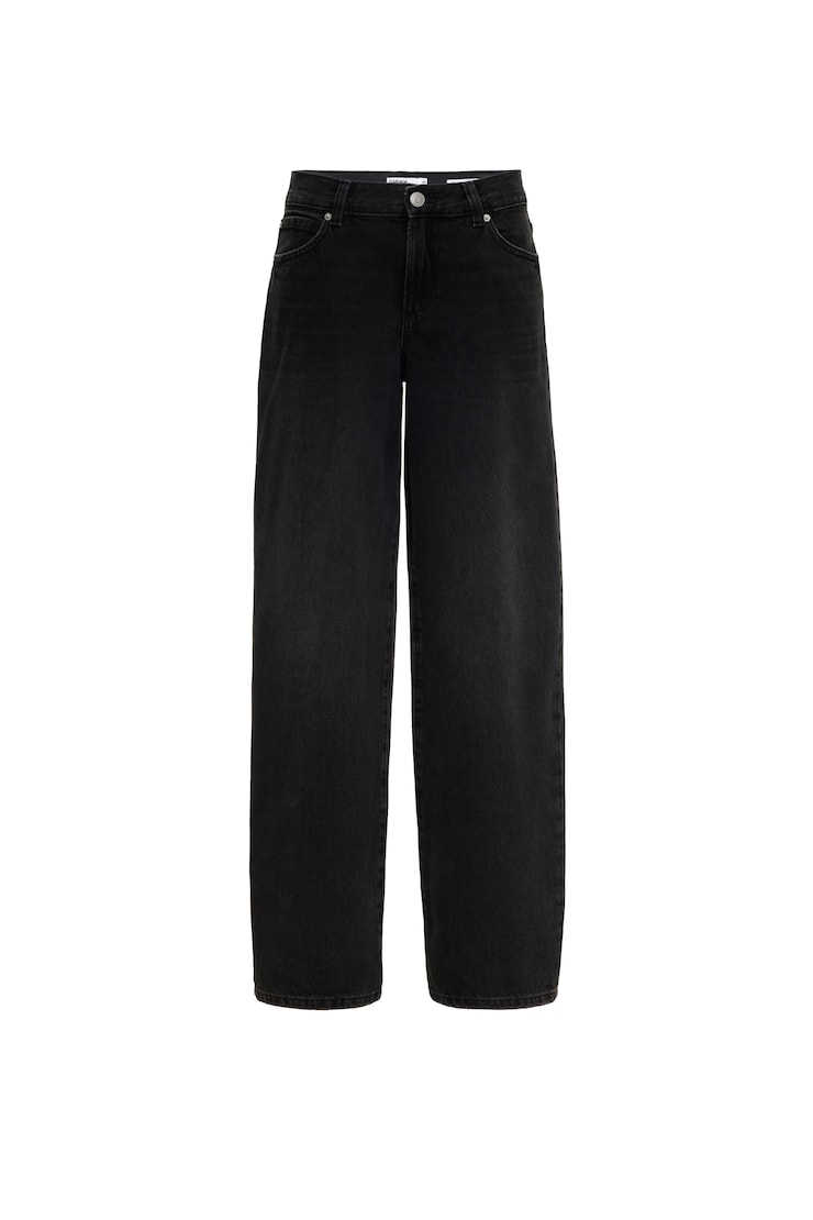 Low Rise Baggy Jeans, BLACK - DARK, large