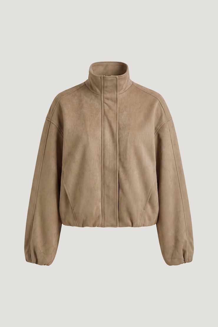 Brynn Faux Suede Bomber Jacket Savannah Tan large