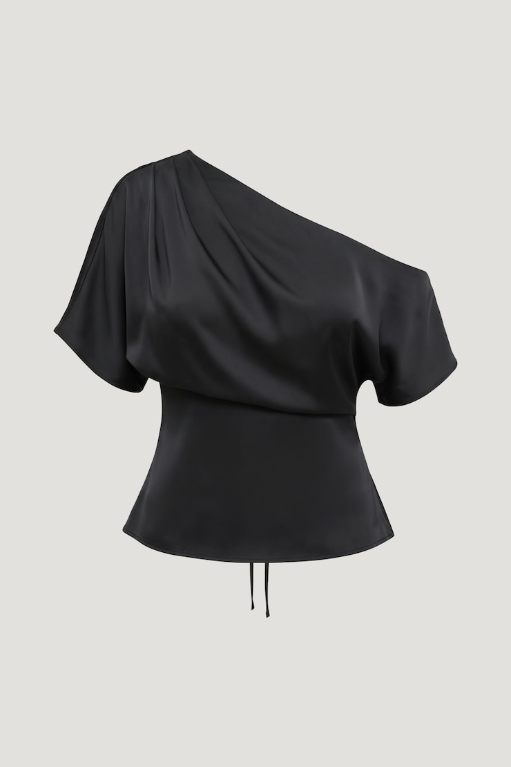 Alexa Satin Blouse Jet Black large