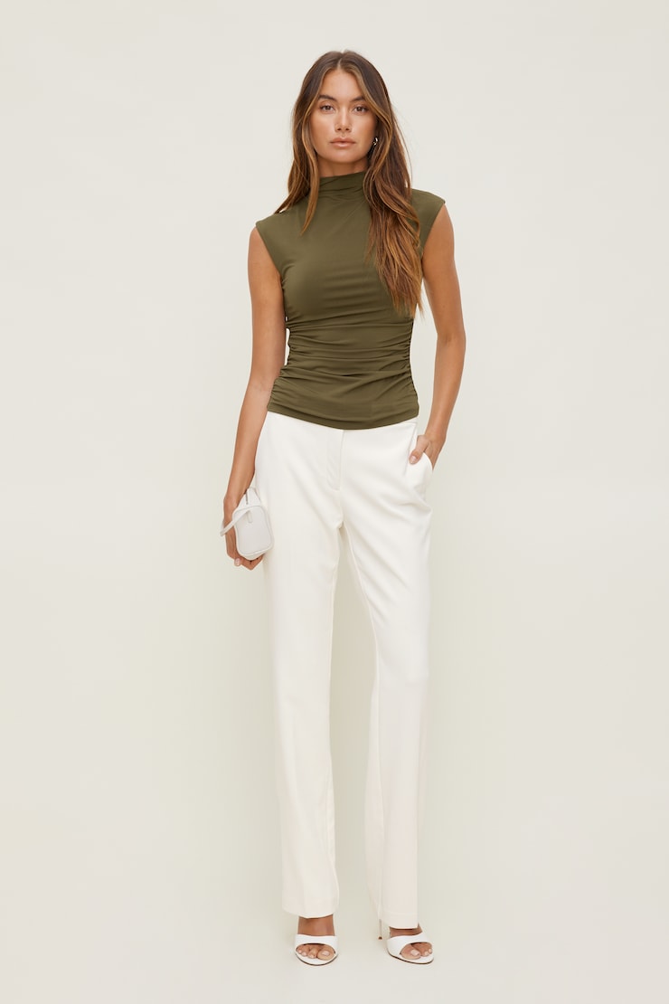 Bria Sculpt Top Dark Olive Khaki large