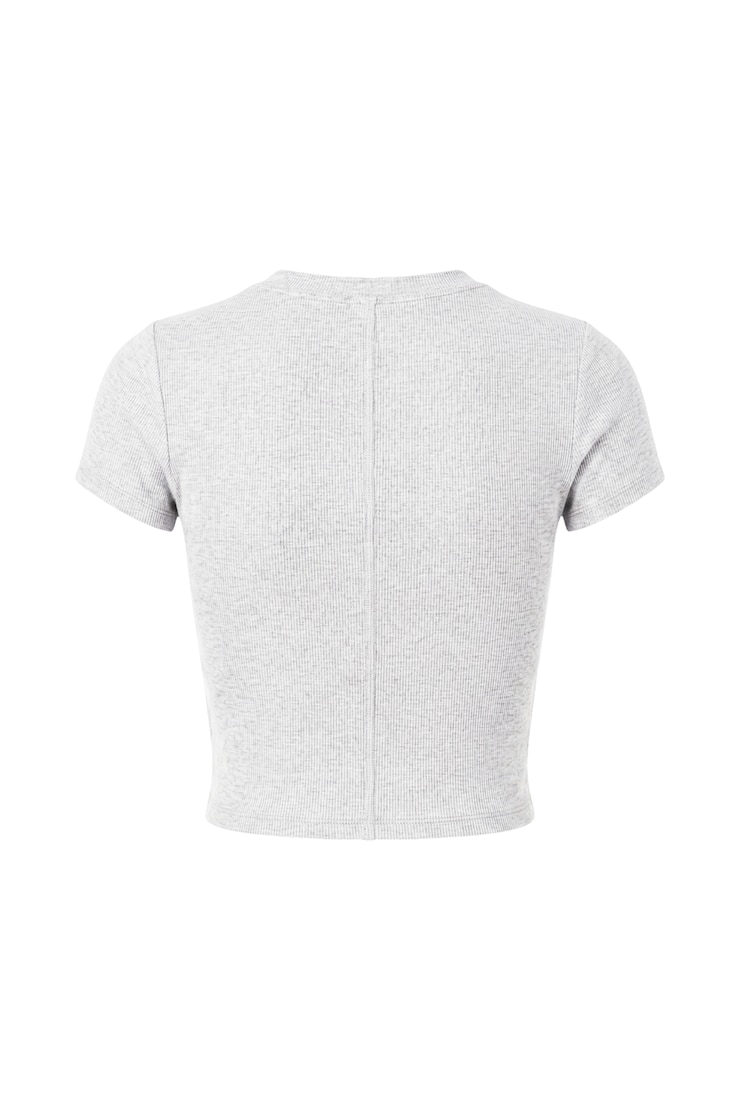 SnatchRib Cropped Crewneck T-Shirt, Spring Grey Mix, large