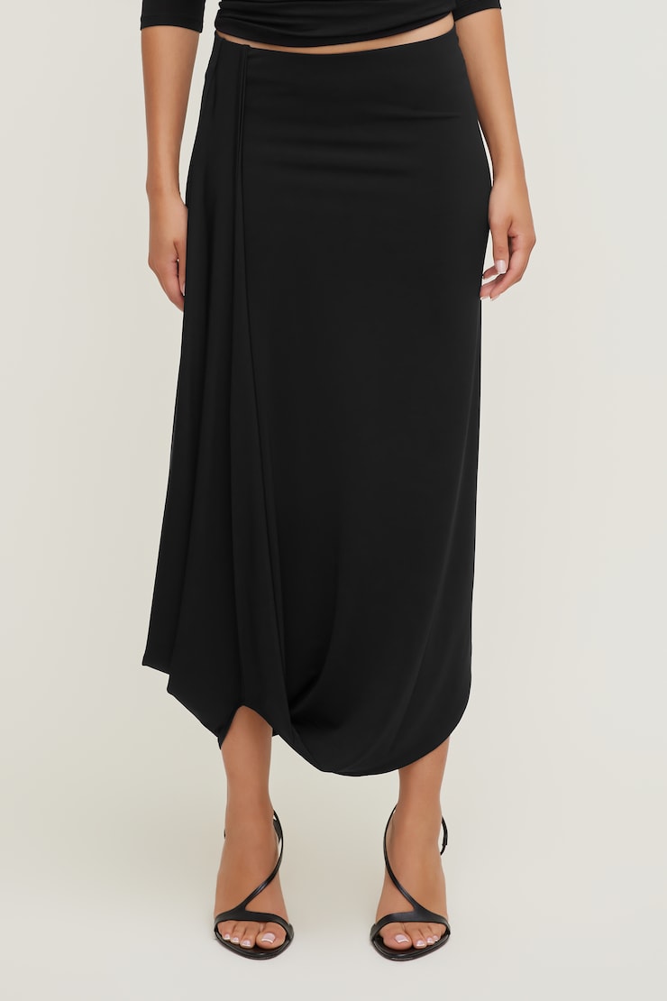 Sculpt Twisted Midi Skirt Jet Black large