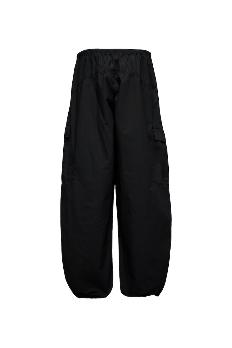 Poplin Balloon Cargo Pants, JET BLACK, large