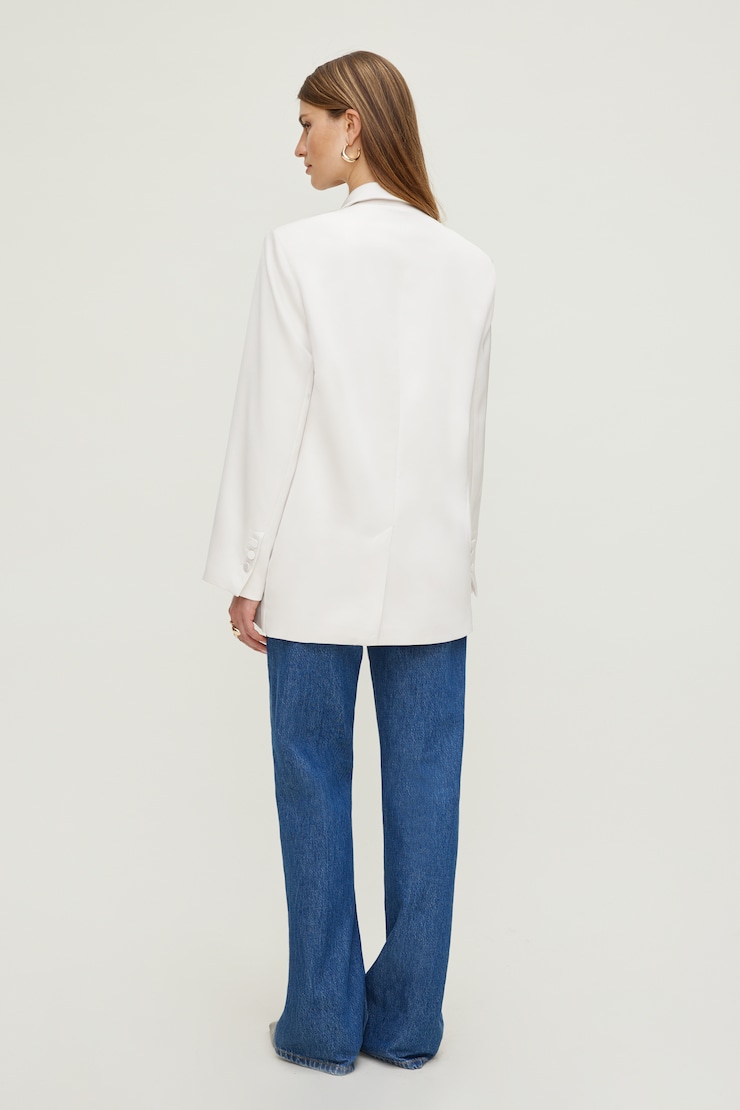 Noa Oversized Satin Blazer Satin Polished Pearl Beige large