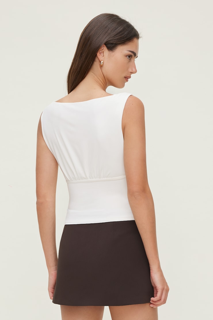 Sculpt Cinched Waist Top Calming Off White large