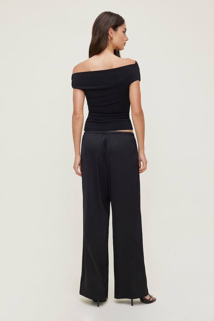 Leo Satin Wide Leg Pants Jet Black large