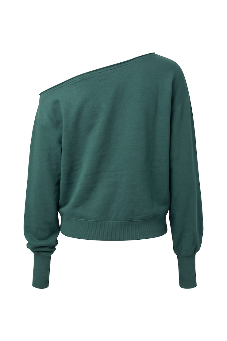 SoftTerry Off Shoulder Sweatshirt, Teal Temptation, large