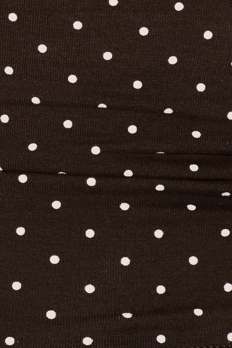 StretchTerry™ Plunge Halter Top, Armadillo Brown/Polka Dot, large