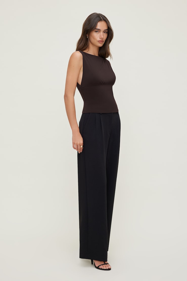 Sculpt Cinched Waist Top Java Brown large