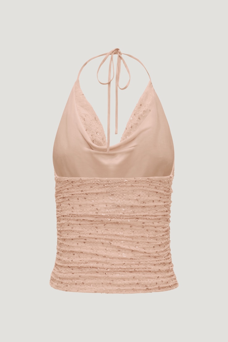 Beaded Mesh Halter Top Paloma Spritz Pink large