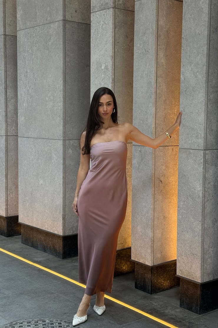 Satin Maxi Tube Dress