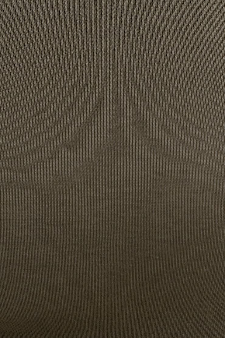 Camisole à col rond en coton Kaki mousse tropicale large