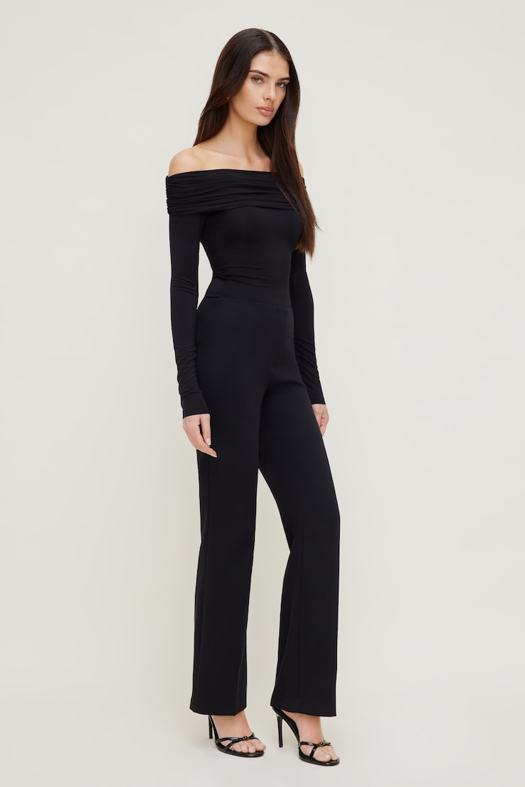 Off Shoulder Long Sleeve Top Jet Black large