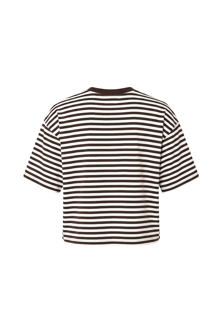 Fluid Crewneck T-Shirt, Armadillo Brown/White Stripes, large