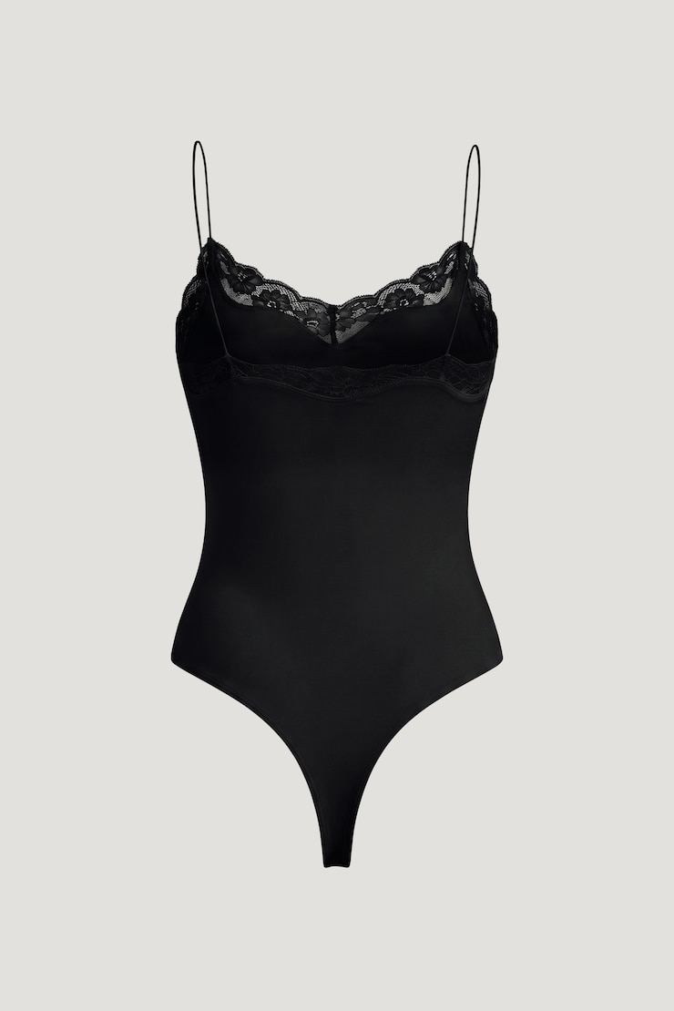 Sculpt Lace Trim Bodysuit Jet Black large