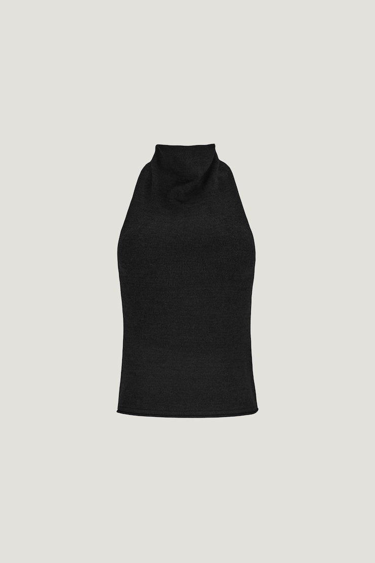 Mock Neck Sweater Tank Top Jet Black large
