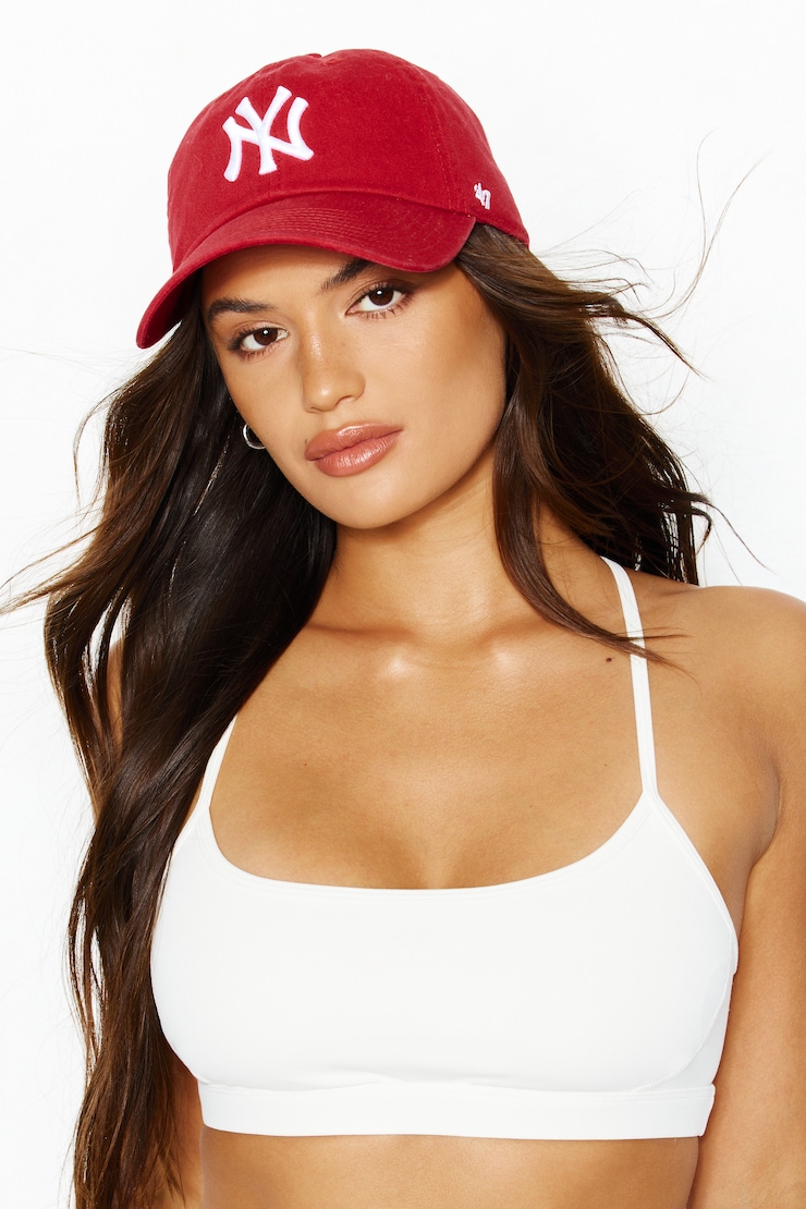 47 BRAND Clean Up Cap  - NY, Scarlet Flame Red/White, large