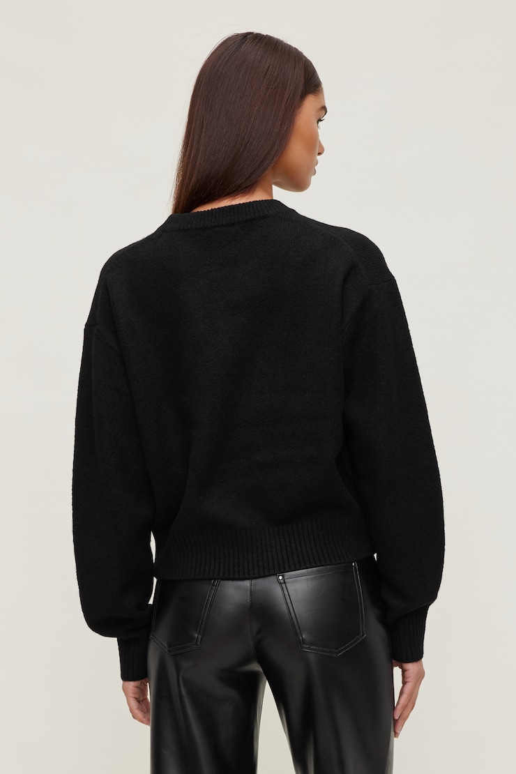 Shrunken Crewneck Sweater Jet Black large