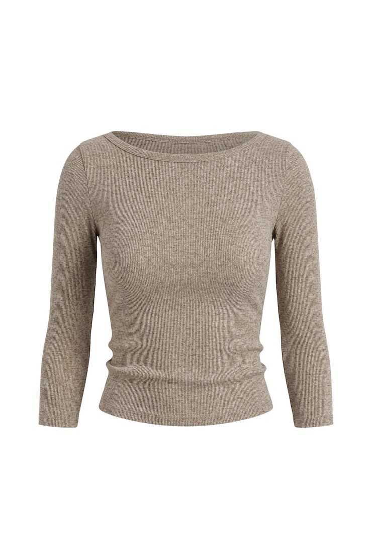 SnatchRib 3/4 Sleeve Top, Chalet Brown, large