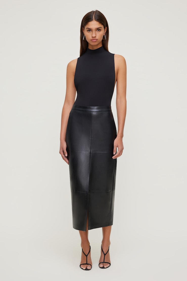 Sculpt Mock Neck Sleeveless Bodysuit Jet Black large