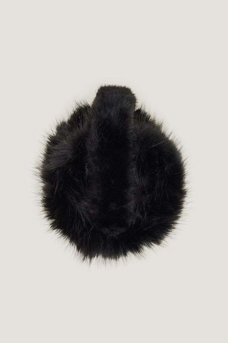 Allover Faux Fur Earmuffs Jet Black large