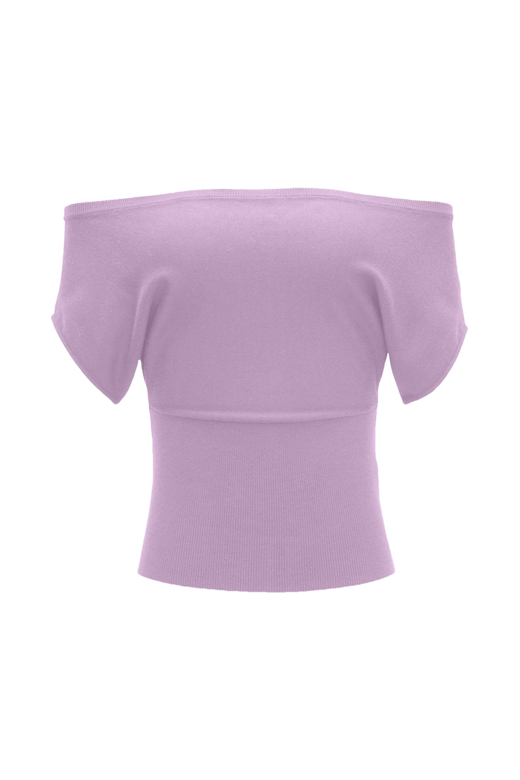 Off Shoulder Short Sleeve Cinch Waist Top, Charged Lilac Purple, large