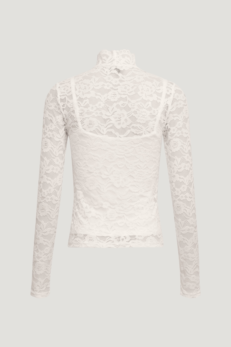 Lace Mock Neck Top Sea Salt Cream large