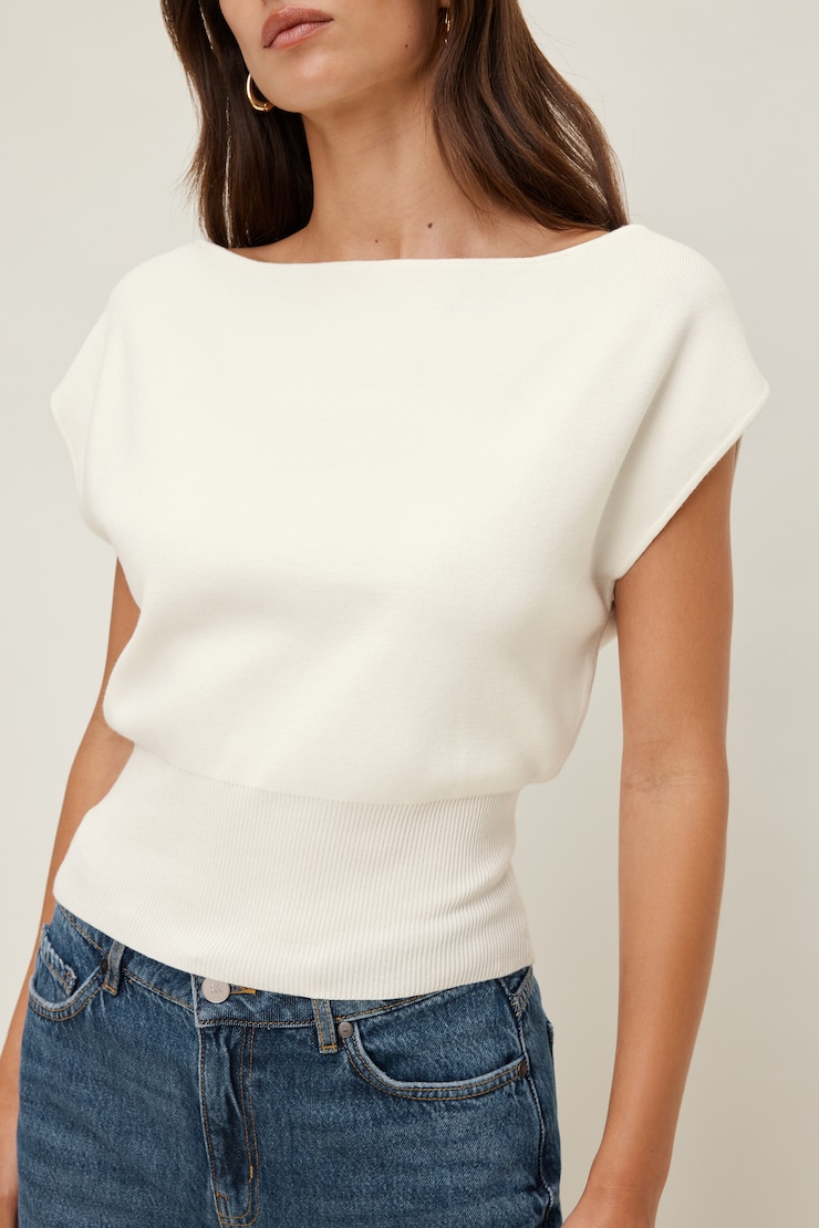 Aria Boat Neck Sweater Snow White large