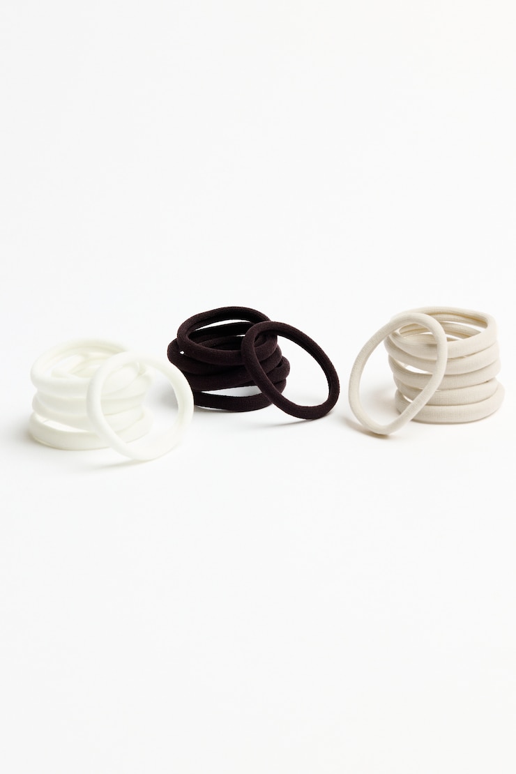 Pack of 18 Seamless Hair Elastics, Snow White/Satellite Beige/Armadillo Brown, large