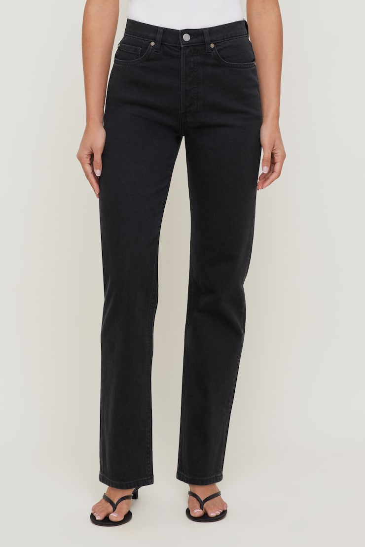 Olivia Comfort High Rise Straight Leg Jeans Dark Black / Granite large