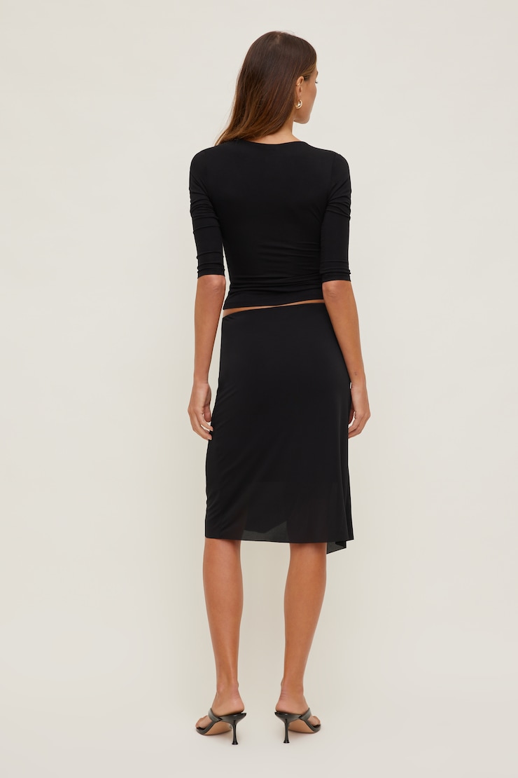 Morgan Plunge 3/4 Sleeve Top Jet Black large