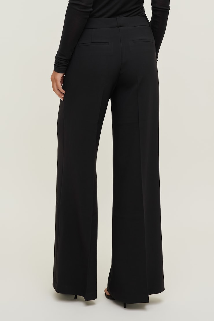 Crepe High Rise Wide Leg Pants
