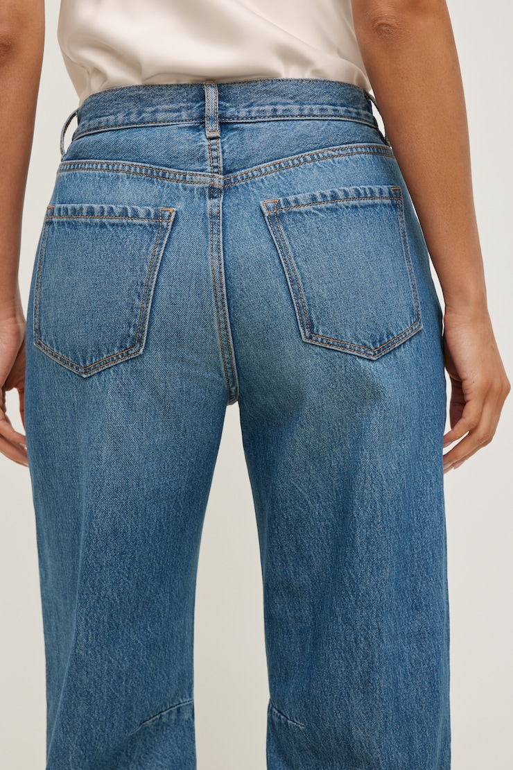 Theo Mid Rise Barrel Leg Jeans Medium Dark Indigo / Southern Blue large