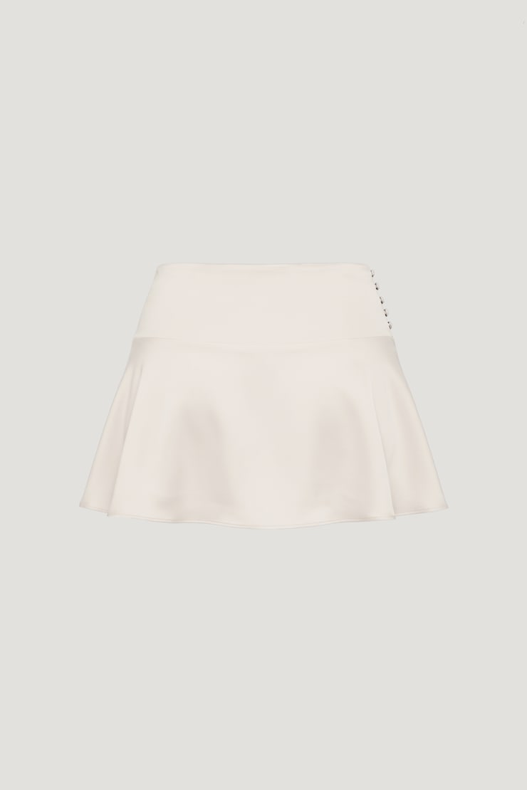 Buttoned Satin Mini Skort Sea Salt Cream large