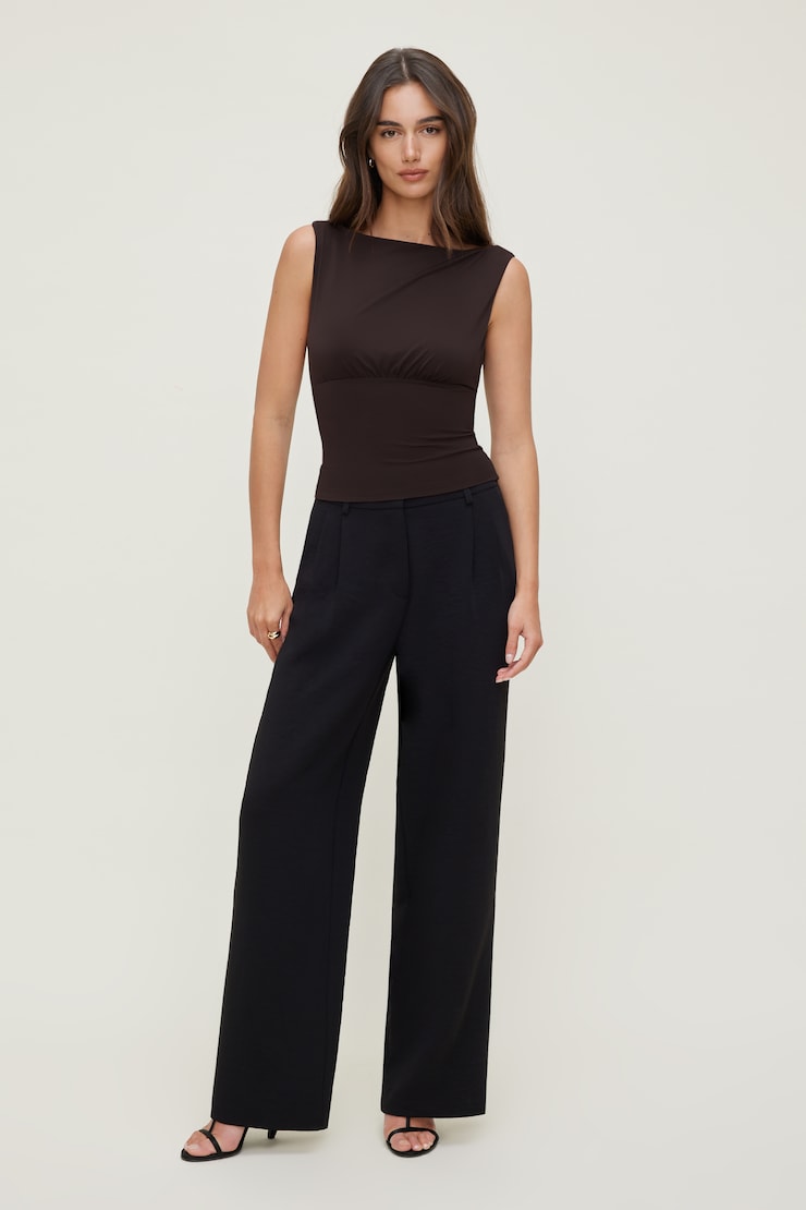 Sculpt Cinched Waist Top Java Brown large