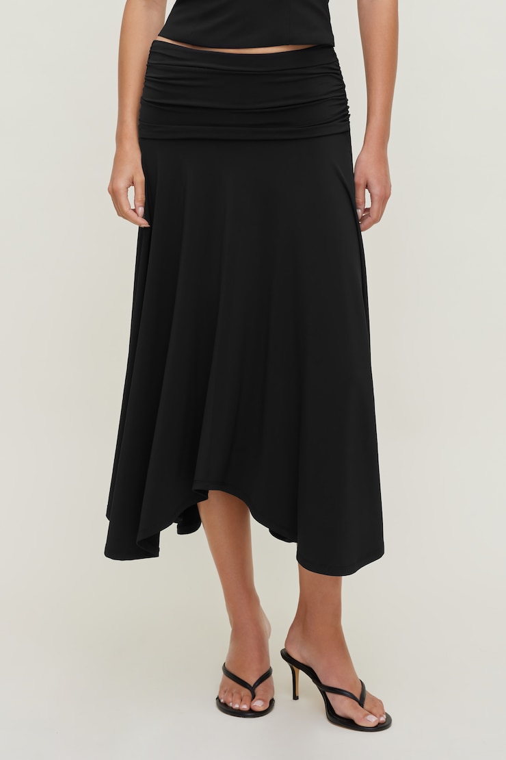 Sculpt Asymmetric Midi Skirt Jet Black large