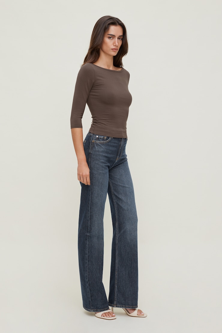 Maude Cotton Spandex T Shirt Light Mocha Brown large