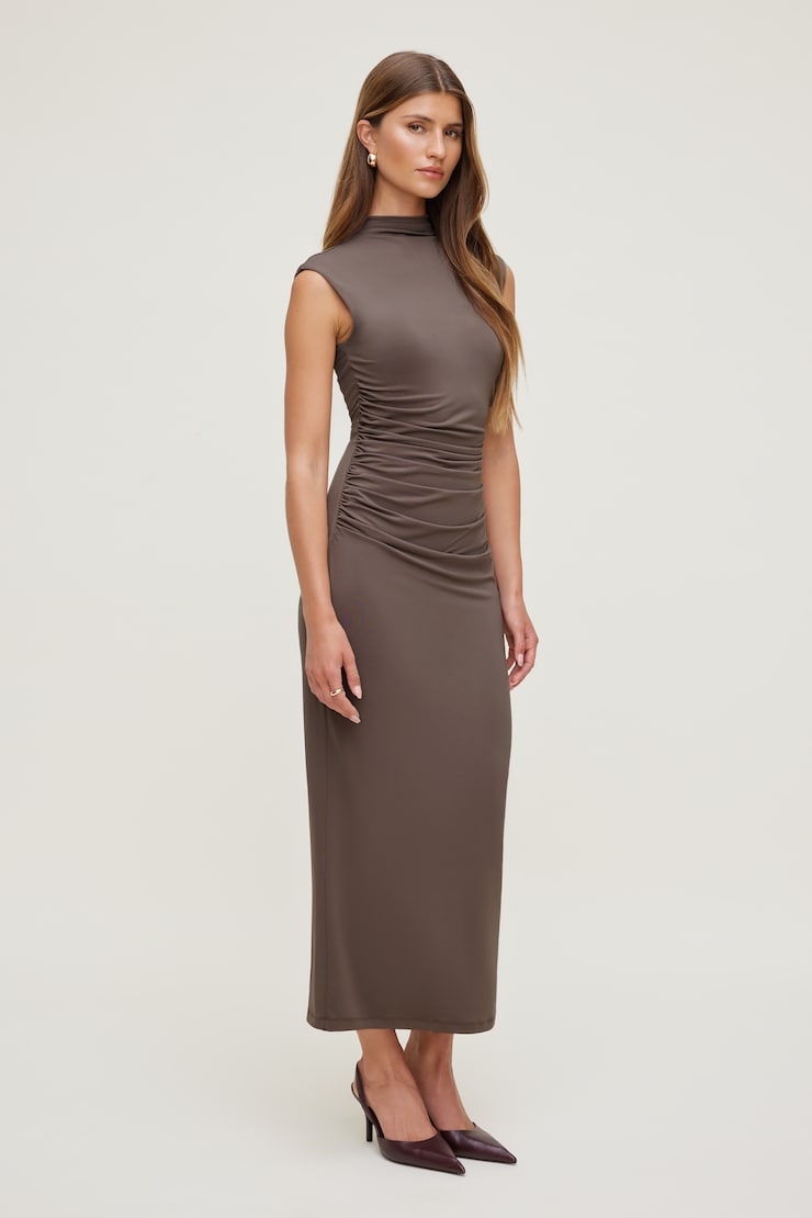 Bria Sculpt Maxi Dress Iron Taupe large