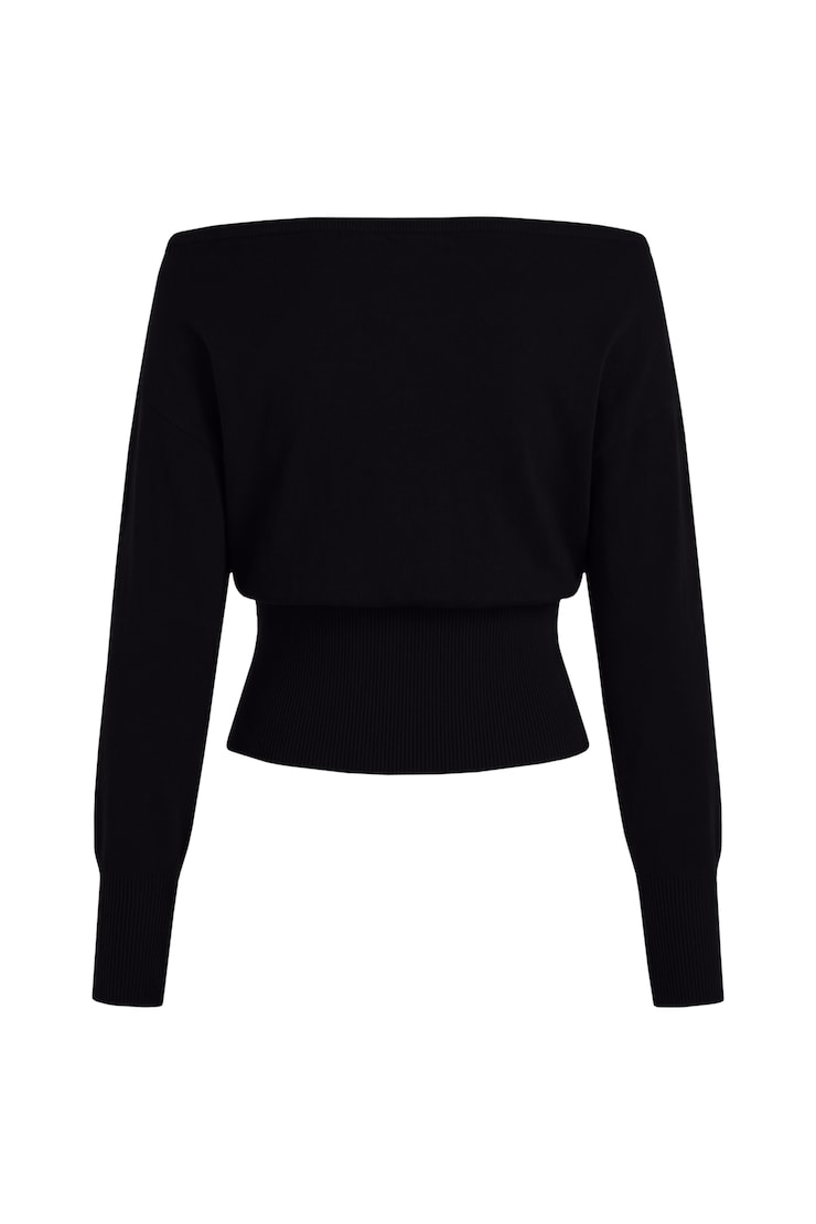 Off Shoulder Reset Long Sleeve Top Black | Garage