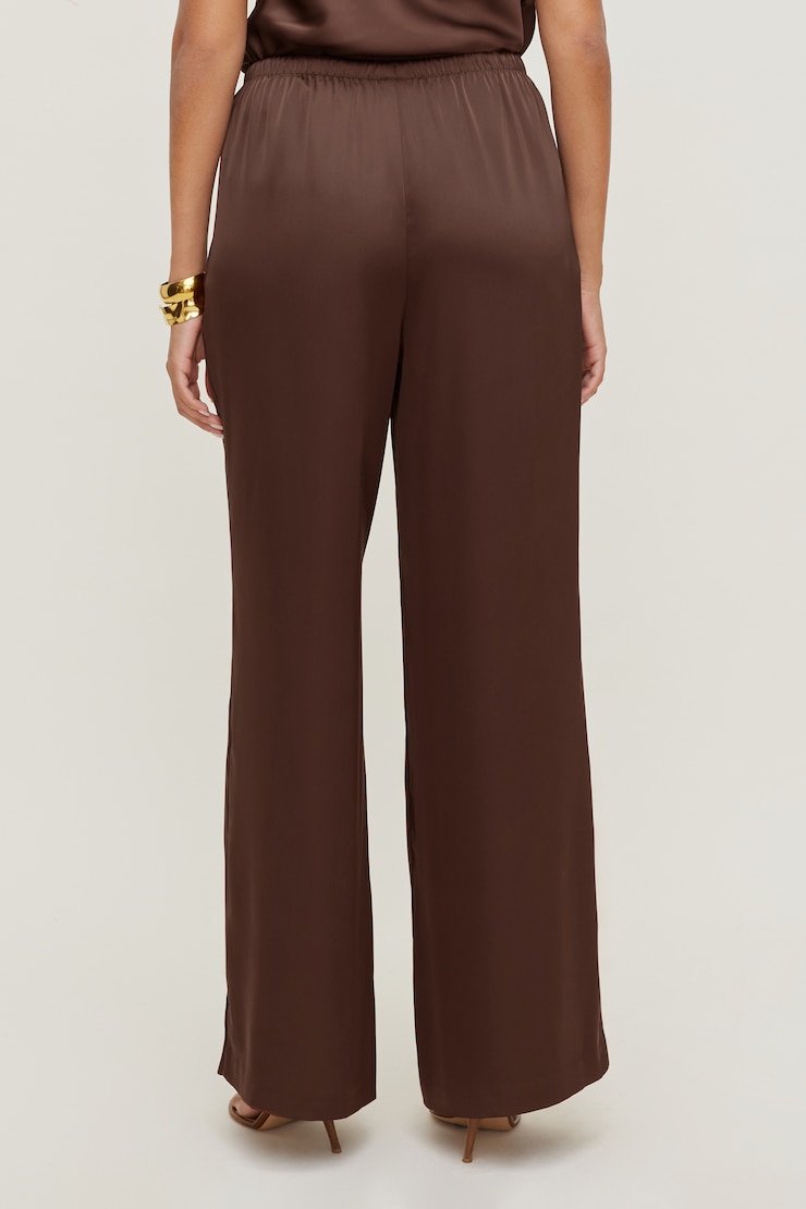 Leo Satin Wide Leg Pants Rustwood Brown large