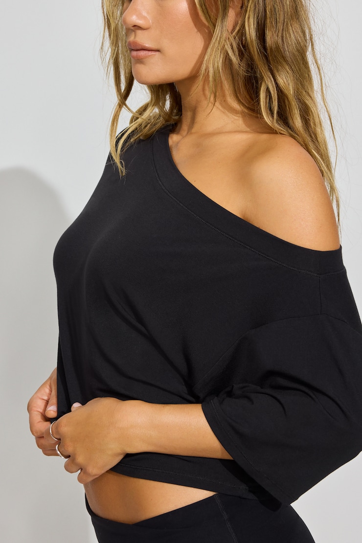 Wide Boat Neck Banded Tee