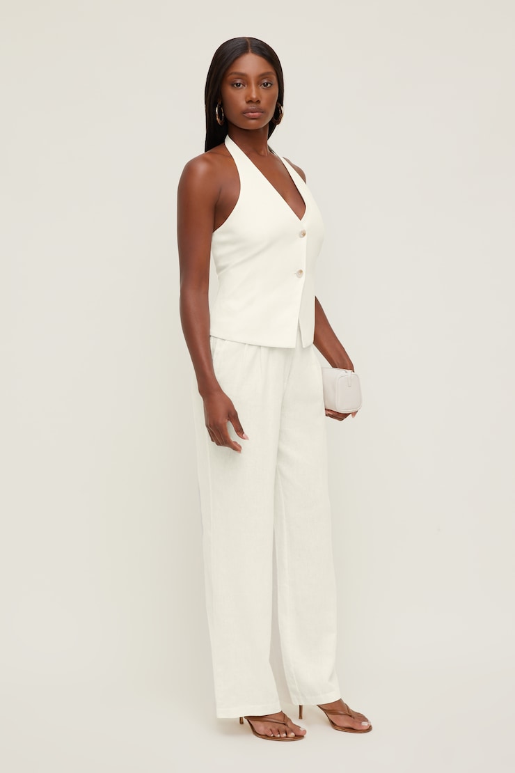 Linen Halter Vest Snow White large