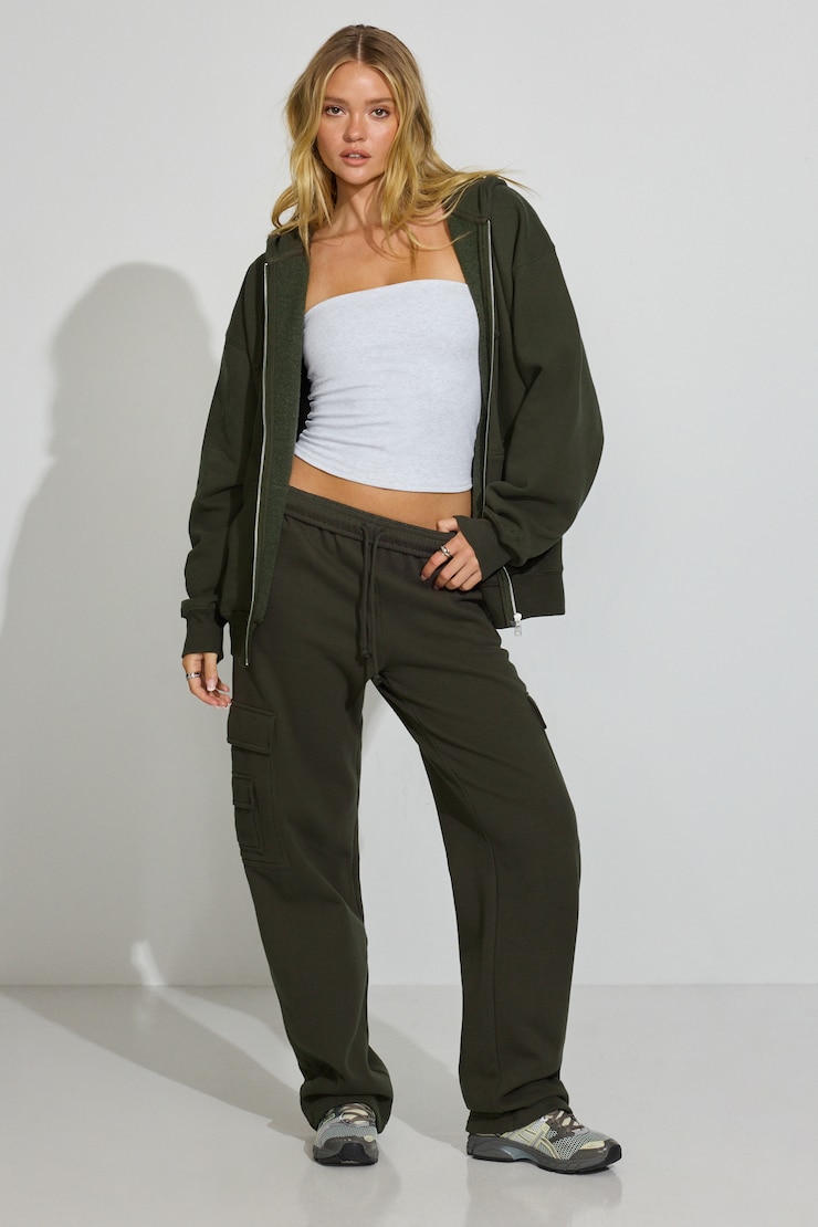 SoftTerry Oversized Zip-Up Hoodie, Martini Green, large