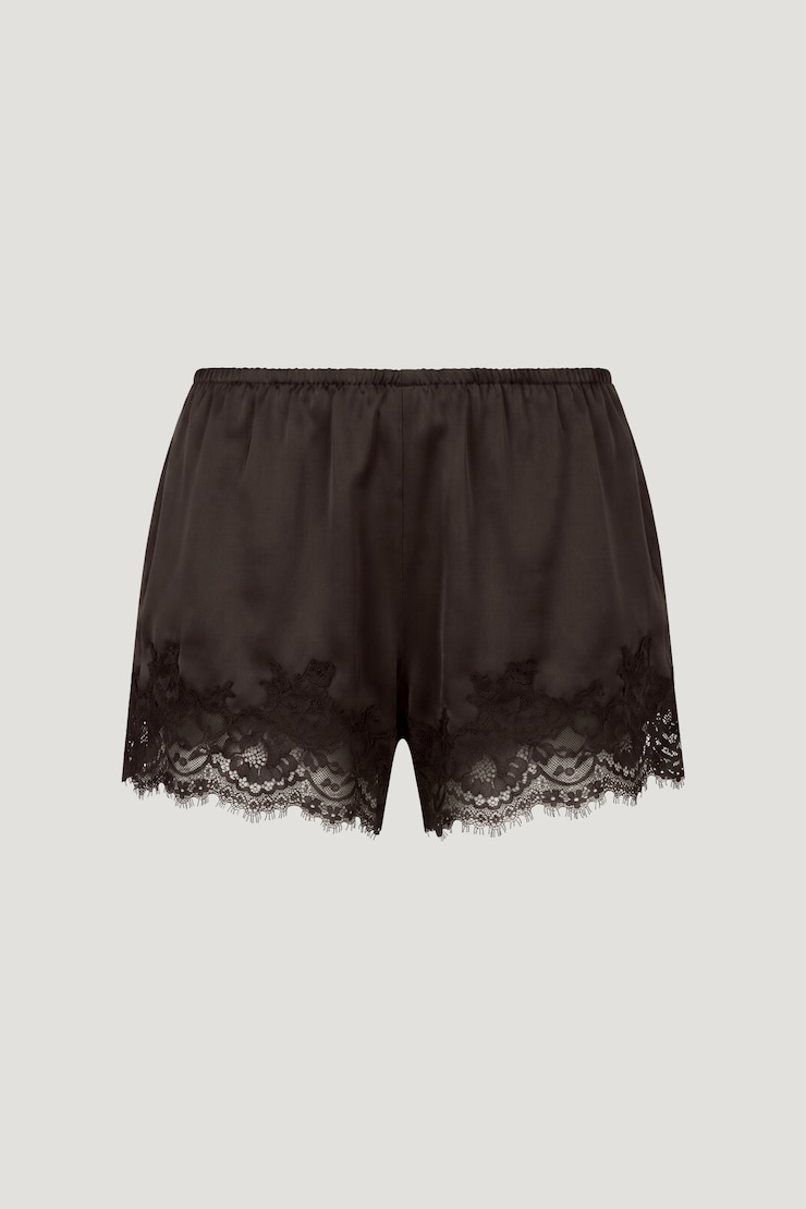 Lace Satin Shorts Java Brown large