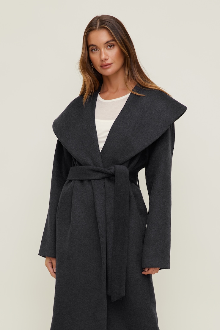 Manteau cache-coeur en laine Gris charbon large