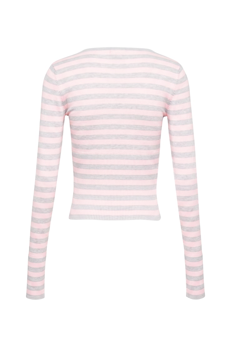 Wrap Me Sweater, Pink/Grey Stripes, large