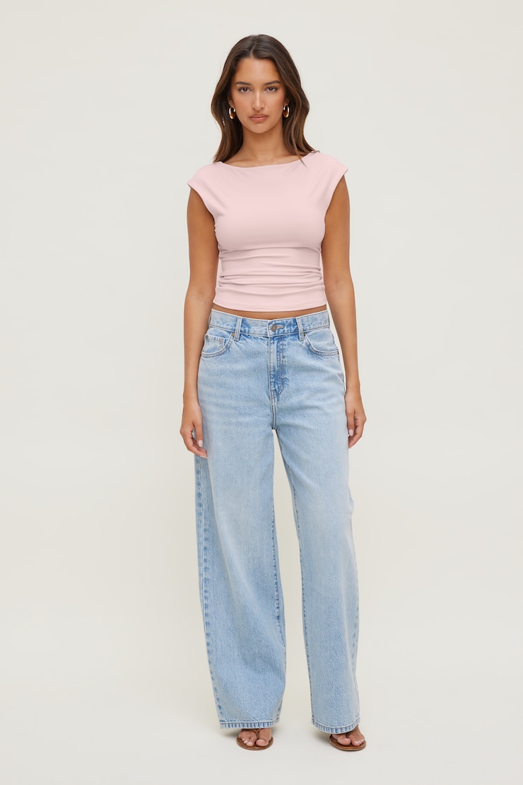 Sculpt Cap Sleeve T Shirt Pale Lilac Pink large